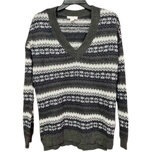 Treasure & Bond Fair Isle Oversized V Neck Sweater Size XS